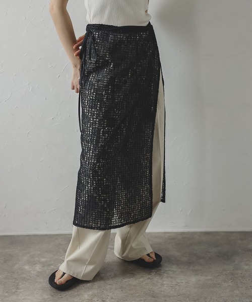 MINERTE】flip-sequin wrap skirt / スパンコールラップスカート