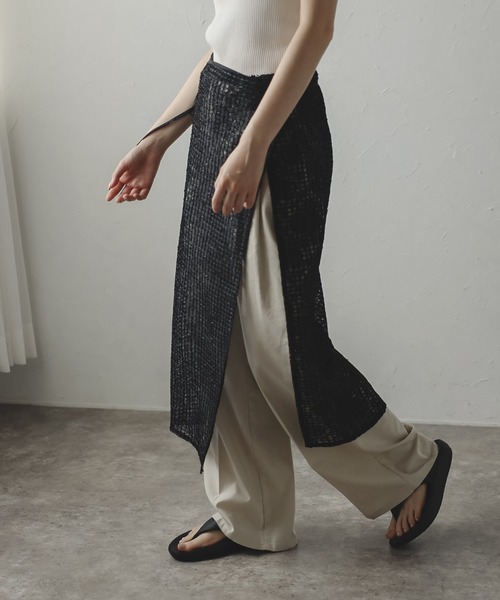 パソドブレ　ラップスカート MINERTE】flip-sequin wrap skirt / スパンコールラップスカート