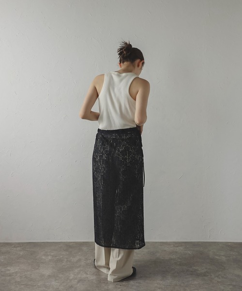 MINERTE】flip-sequin wrap skirt / スパンコールラップスカート