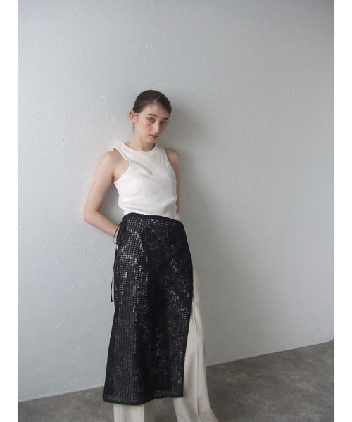 【Rotate】 Sequinedミディスカート セール】 グロッシーサテンプリーツ ミディスカート （ミニ