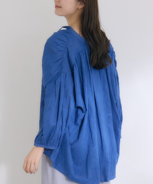 KATHARINE ROSS（キャサリンロス）の「【KATHARINE ROSS】インド綿100% カットジャカードハシゴレースブラウス（シャツ/ブラウス・レディース・ブラック/ベージュ/アイボリー/ブルー・MEDIUM）」の4枚目の写真