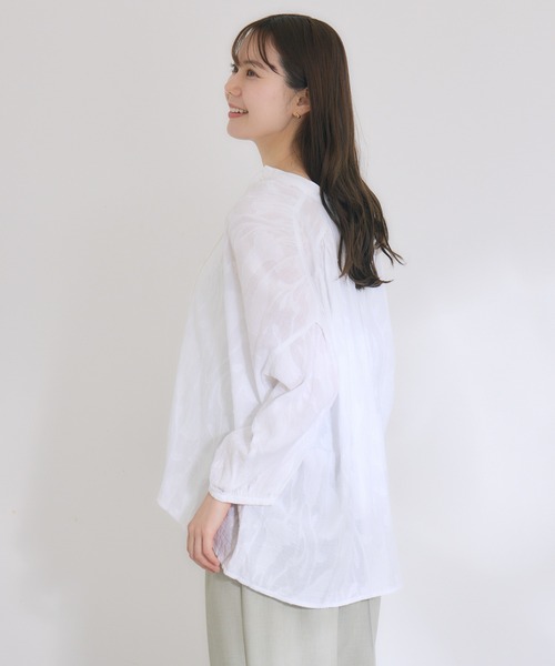 KATHARINE ROSS（キャサリンロス）の「【KATHARINE ROSS】インド綿100% カットジャカードハシゴレースブラウス（シャツ/ブラウス・レディース・ブラック/ベージュ/アイボリー/ブルー・MEDIUM）」の10枚目の写真