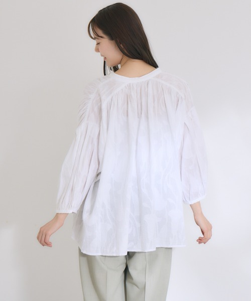 KATHARINE ROSS（キャサリンロス）の「【KATHARINE ROSS】インド綿100% カットジャカードハシゴレースブラウス（シャツ/ブラウス・レディース・ブラック/ベージュ/アイボリー/ブルー・MEDIUM）」の11枚目の写真