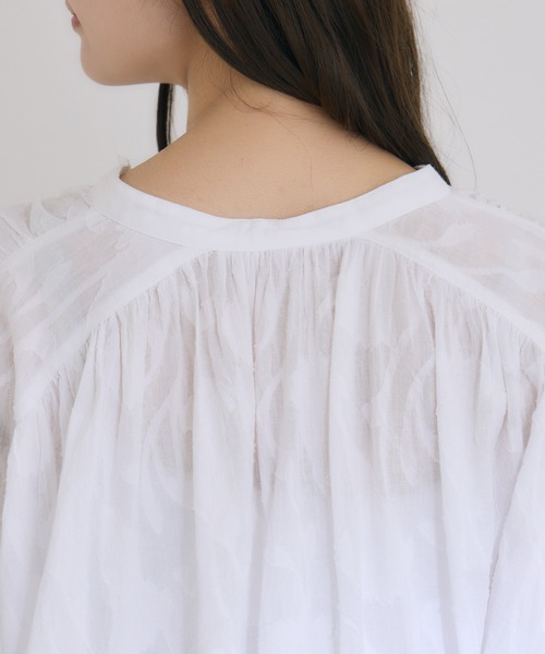 KATHARINE ROSS（キャサリンロス）の「【KATHARINE ROSS】インド綿100% カットジャカードハシゴレースブラウス（シャツ/ブラウス・レディース・ブラック/ベージュ/アイボリー/ブルー・MEDIUM）」の12枚目の写真