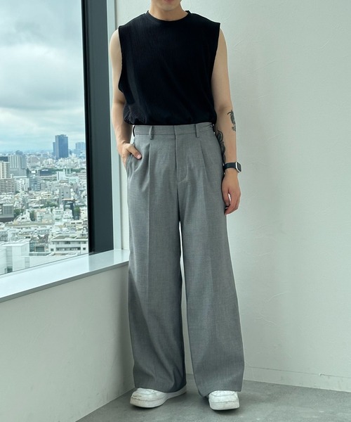3.3 Field Trip (3.3フィールドトリップ)の「3.3 Field Trip/ワイドスラックスパンツ(スラックス・メンズ・ブラック/グレー・MEDIUM/LARGE)」の7枚目の写真