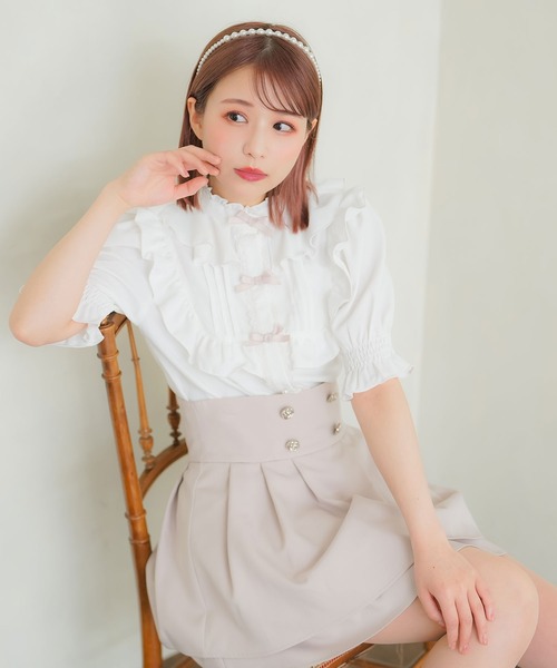 DearMyLoveRose(ディアマイラブローズ)の「トリプルリボンヨークフリルブラウス(シャツ/ブラウス・レディース・ラベンダー/ブラック/ホワイト/ベビーピンク・3L/LL/LARGE/MEDIUM/SMALL)」の8枚目の写真