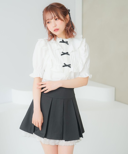 DearMyLoveRose(ディアマイラブローズ)の「トリプルリボンヨークフリルブラウス(シャツ/ブラウス・レディース・ラベンダー/ブラック/ホワイト/ベビーピンク・3L/LL/LARGE/MEDIUM/SMALL)」の10枚目の写真