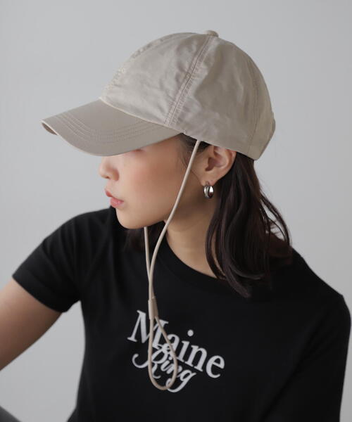 FREE'S MART（フリーズマート）の「◆紐付きキャップ（キャップ・レディース・ブラック/ホワイト・ﾌﾘ-）」の2枚目の写真