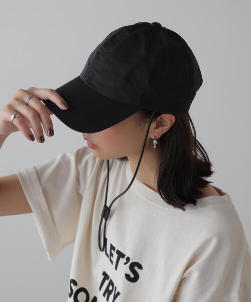 FREE'S MART（フリーズマート）の「◆紐付きキャップ（キャップ・レディース・ブラック/ホワイト・ﾌﾘ-）」の5枚目の写真