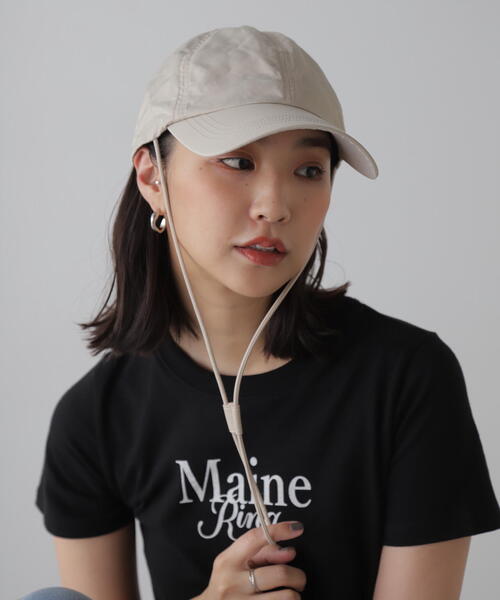 FREE'S MART（フリーズマート）の「◆紐付きキャップ（キャップ・レディース・ブラック/ホワイト・ﾌﾘ-）」の4枚目の写真