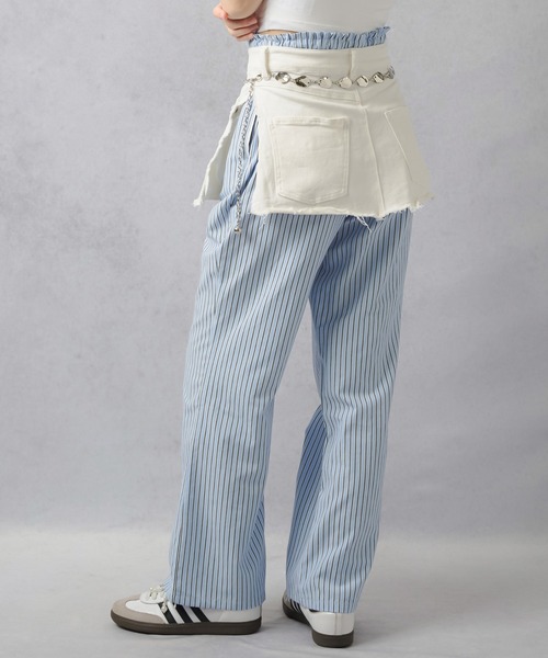 Lull（ルル）の「【Lull / ルル】セットアップ対応 / ストライプ柄パジャマパンツ（その他パンツ・レディース・クリーム/サックスブルー/ネイビー・ONESIZE）」の9枚目の写真