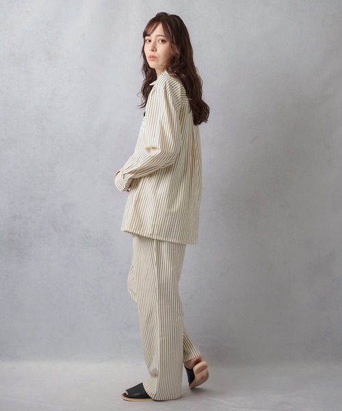 Lull（ルル）の「【Lull / ルル】セットアップ対応 / ストライプ柄パジャマパンツ（その他パンツ・レディース・クリーム/サックスブルー/ネイビー・ONESIZE）」の12枚目の写真