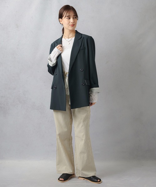 Lull（ルル）の「【Lull / ルル】セットアップ対応 / ストライプ柄パジャマパンツ（その他パンツ・レディース・クリーム/サックスブルー/ネイビー・ONESIZE）」の18枚目の写真