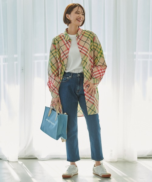 Arnold Palmer(アーノルドパーマー)の「バイアス パーマーチェック シャツチュニックワンピ(シャツワンピース・レディース・ベージュ/ネイビー・L/M/S)」の11枚目の写真