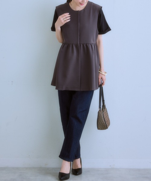 7days Life Styling（セブンデイズライフスタイリング）の「ダブルクロスペプラムジレ（ベスト・レディース・チャコール/ベージュ/ネイビー・LL/L/M/S）」の8枚目の写真