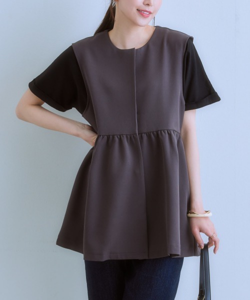 7days Life Styling（セブンデイズライフスタイリング）の「ダブルクロスペプラムジレ（ベスト・レディース・チャコール/ベージュ/ネイビー・LL/L/M/S）」の7枚目の写真