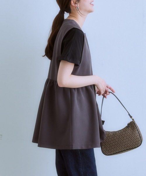 7days Life Styling（セブンデイズライフスタイリング）の「ダブルクロスペプラムジレ（ベスト・レディース・チャコール/ベージュ/ネイビー・LL/L/M/S）」の10枚目の写真