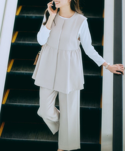 7days Life Styling（セブンデイズライフスタイリング）の「ダブルクロスペプラムジレ（ベスト・レディース・チャコール/ベージュ/ネイビー・LL/L/M/S）」の12枚目の写真