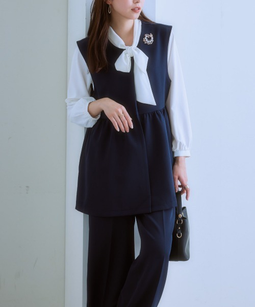 7days Life Styling（セブンデイズライフスタイリング）の「ダブルクロスペプラムジレ（ベスト・レディース・チャコール/ベージュ/ネイビー・LL/L/M/S）」の19枚目の写真