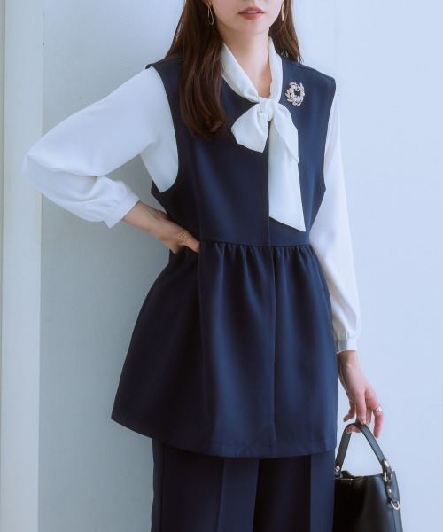 7days Life Styling（セブンデイズライフスタイリング）の「ダブルクロスペプラムジレ（ベスト・レディース・チャコール/ベージュ/ネイビー・LL/L/M/S）」の18枚目の写真