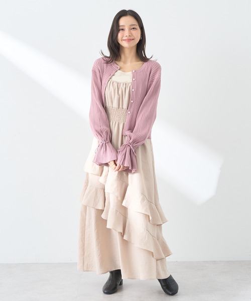 earth music&ecology（アースミュージックアンドエコロジー）の「ラッフルティアードキャミワンピース（ワンピース・レディース・ピンク/ベージュ/ブラック・FREE）」の8枚目の写真