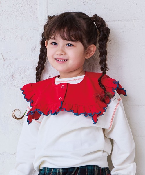 BIG FIELD（ビッグフィールド）の「ウラケスクエアカラー（付け襟・キッズ・チャコール/レッド・M/S）」の4枚目の写真