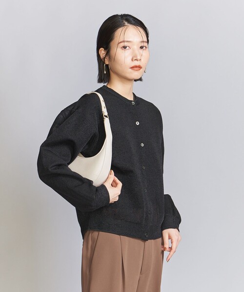 BEAUTY&YOUTH UNITED ARROWS（ビューティーアンドユースユナイテッドアローズ）の「ナイロン ブライトシアー クルーネック カーディガン（カーディガン/ボレロ・レディース・イエロー/ブラック/ライラック・FREE）」の5枚目の写真