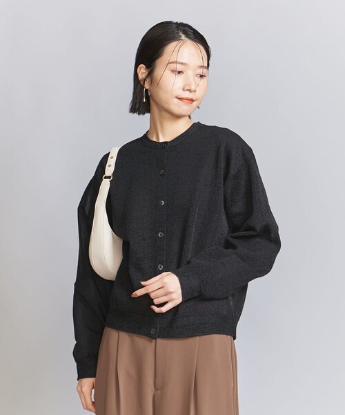 BEAUTY&YOUTH UNITED ARROWS（ビューティーアンドユースユナイテッドアローズ）の「ナイロン ブライトシアー クルーネック カーディガン（カーディガン/ボレロ・レディース・イエロー/ブラック/ライラック・FREE）」の6枚目の写真