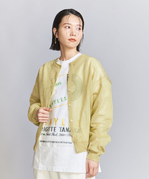 BEAUTY&YOUTH UNITED ARROWS（ビューティーアンドユースユナイテッドアローズ）の「ナイロン ブライトシアー クルーネック カーディガン（カーディガン/ボレロ・レディース・イエロー/ブラック/ライラック・FREE）」の8枚目の写真