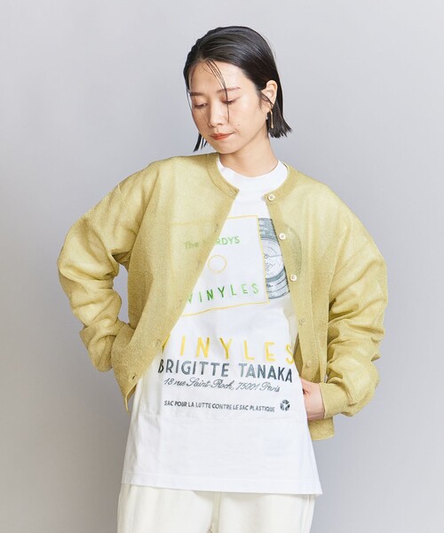 BEAUTY&YOUTH UNITED ARROWS（ビューティーアンドユースユナイテッドアローズ）の「ナイロン ブライトシアー クルーネック カーディガン（カーディガン/ボレロ・レディース・イエロー/ブラック/ライラック・FREE）」の9枚目の写真