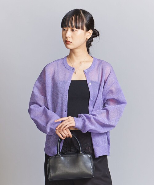 BEAUTY&YOUTH UNITED ARROWS（ビューティーアンドユースユナイテッドアローズ）の「ナイロン ブライトシアー クルーネック カーディガン（カーディガン/ボレロ・レディース・イエロー/ブラック/ライラック・FREE）」の11枚目の写真