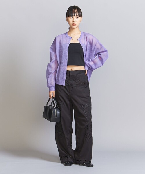 BEAUTY&YOUTH UNITED ARROWS（ビューティーアンドユースユナイテッドアローズ）の「ナイロン ブライトシアー クルーネック カーディガン（カーディガン/ボレロ・レディース・イエロー/ブラック/ライラック・FREE）」の12枚目の写真