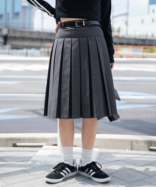 WEGO（ウィゴー）の「WEGO/ベルト付プリーツミドルスカート（スカート・レディース・ブルー系その他2/杢グレー/ブラック系その他2/ブラック・FREE）」の17枚目の写真