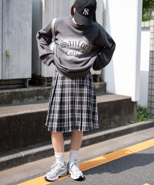 WEGO（ウィゴー）の「WEGO/ベルト付プリーツミドルスカート（スカート・レディース・ブルー系その他2/杢グレー/ブラック系その他2/ブラック・FREE）」の6枚目の写真