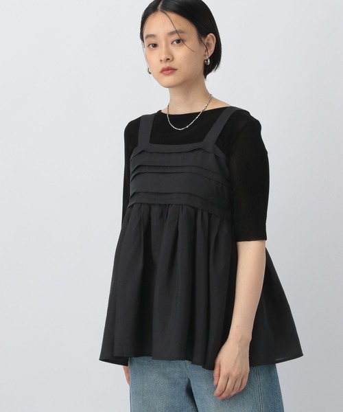 A part by（アパートバイ）の「シアーペプラムキャミ（シャツ/ブラウス・レディース・ブラック/アイボリー/ブラウン・FREE）」の2枚目の写真