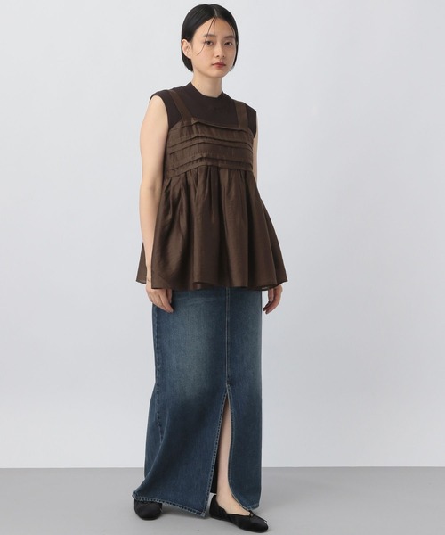 A part by（アパートバイ）の「シアーペプラムキャミ（シャツ/ブラウス・レディース・ブラック/アイボリー/ブラウン・FREE）」の9枚目の写真