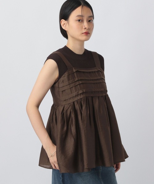 A part by（アパートバイ）の「シアーペプラムキャミ（シャツ/ブラウス・レディース・ブラック/アイボリー/ブラウン・FREE）」の10枚目の写真