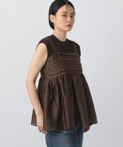 A part by（アパートバイ）の「シアーペプラムキャミ（シャツ/ブラウス・レディース・ブラック/アイボリー/ブラウン・FREE）」の11枚目の写真