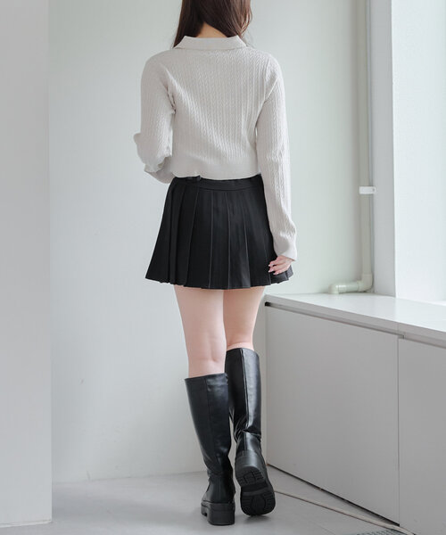 continuer de NICE CLAUP（コンティニューデナイスクラップ）の「ラメケーブルWジップカーデ（ニット/セーター・レディース・ピンク/ブラック/アイボリー/モカ・FREE）」の14枚目の写真