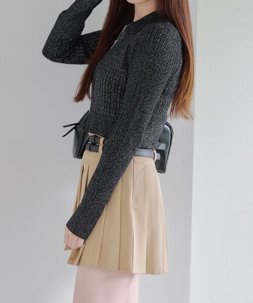 continuer de NICE CLAUP（コンティニューデナイスクラップ）の「ラメケーブルWジップカーデ（ニット/セーター・レディース・ピンク/ブラック/アイボリー/モカ・FREE）」の16枚目の写真