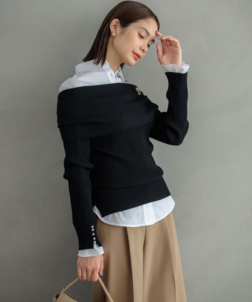 【セール】ELENAオフショル風 ニットプルオーバー（ニット/セーター）｜組曲（クミキョク）