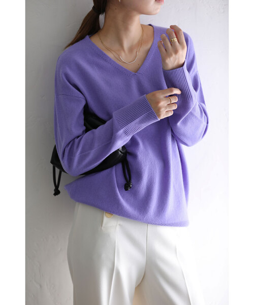 【セール】ウールカシミヤVネックプルオーバー（ニット/セーター）｜La TOTALITE（ラトータリテ）