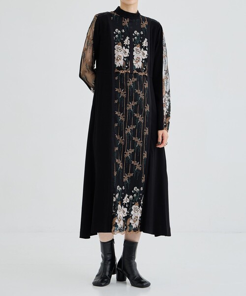 MURRAL(ミューラル)の「【MURRAL/ミューラル】Framed flower lace dress(ワンピース・レディース・ブラック/ネイビー・1/000)」の4枚目の写真