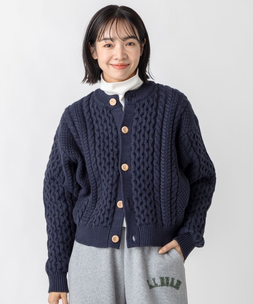 L.L.Bean（エルエルビーン）の「【JAPAN EDITION】ウェイン・フィッシャーマンズ・カーディガン（カーディガン/ボレロ・レディース・ネイビー/ダークネイビー/アイボリー・MEDIUM）」の11枚目の写真