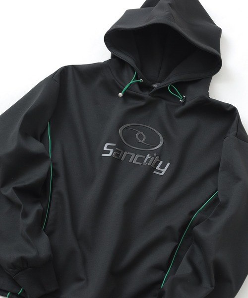 Jungle Storm(ジャングルストーム)の「Piping metal PT pullover hoodie / パイピングメタルPTプルオーバーパーカー フーディー unisex(パーカー・メンズ・ブラック/オフホワイト・M/L)」の1枚目の写真