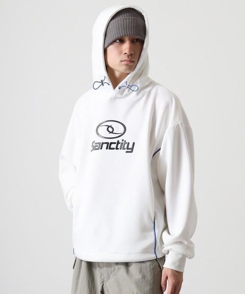 Jungle Storm(ジャングルストーム)の「Piping metal PT pullover hoodie / パイピングメタルPTプルオーバーパーカー フーディー unisex(パーカー・メンズ・ブラック/オフホワイト・M/L)」の3枚目の写真