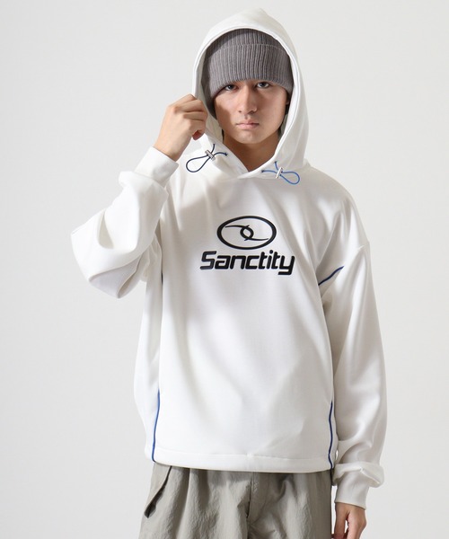 Jungle Storm(ジャングルストーム)の「Piping metal PT pullover hoodie / パイピングメタルPTプルオーバーパーカー フーディー unisex(パーカー・メンズ・ブラック/オフホワイト・M/L)」の4枚目の写真
