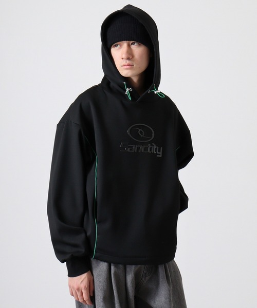 Jungle Storm(ジャングルストーム)の「Piping metal PT pullover hoodie / パイピングメタルPTプルオーバーパーカー フーディー unisex(パーカー・メンズ・ブラック/オフホワイト・M/L)」の18枚目の写真