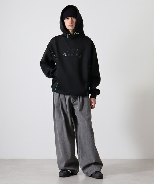 Jungle Storm(ジャングルストーム)の「Piping metal PT pullover hoodie / パイピングメタルPTプルオーバーパーカー フーディー unisex(パーカー・メンズ・ブラック/オフホワイト・M/L)」の19枚目の写真