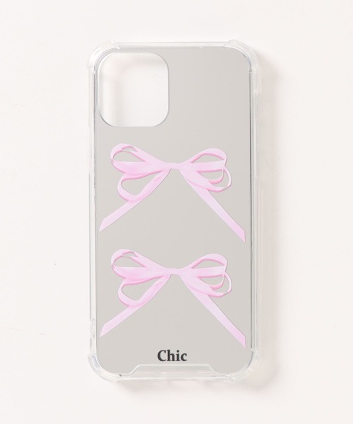 セール】ピンク リボン ミラー iPhone ケース（スマホケース/カバー